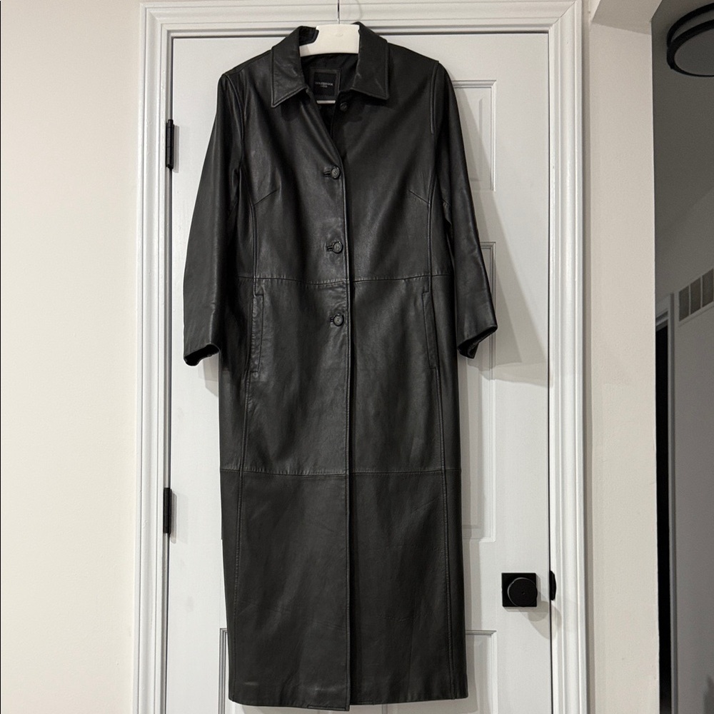 Colebrook & co outerwear vintage genuine leather black trench coat